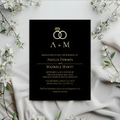 Monogram Ringen Eenvoudige Huwelijksuitnodiging Folie Uitnodiging Briefkaart