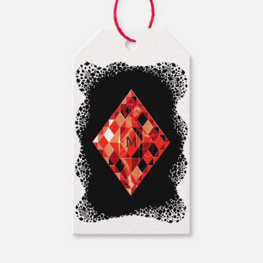 Monogram Robijn Geboortesteen Cadeaulabel (Voorkant)
