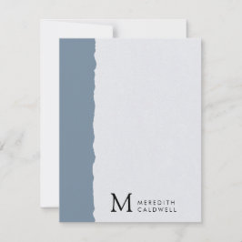 Monogram robuust blauw, gedeckeerd randkleurenblok notitiekaartje