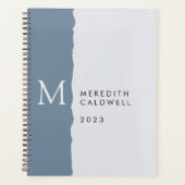 Monogram robuust blauw, gedeckeerd randkleurenblok planner (Voorkant)