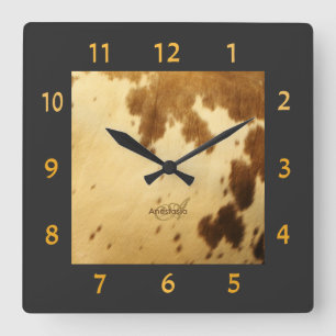 Monogram Robuust Chic Brown Beige Koeienhuid — a Vierkante Klok