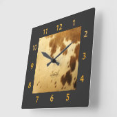 Monogram Robuust Chic Brown Beige Koeienhuid — afd Vierkante Klok (Hoek)