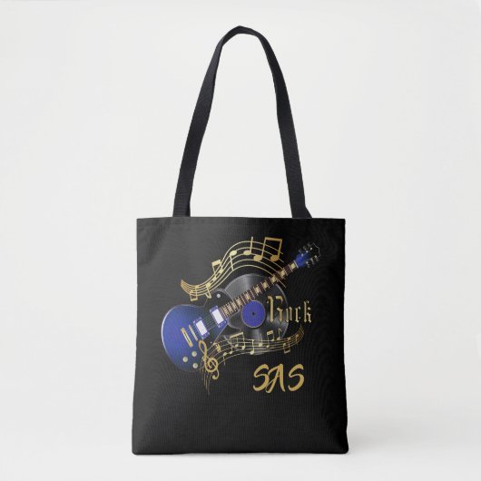 Monogram Rock Guitar - Blue Tote Bag (Voorkant)