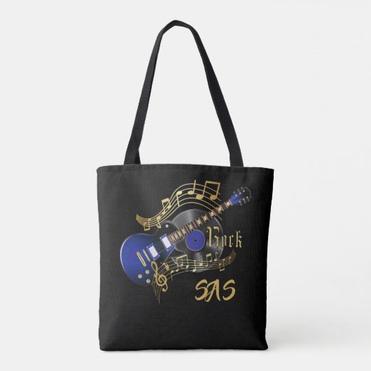 Monogram Rock Guitar - Blue Tote Bag (Achterkant)