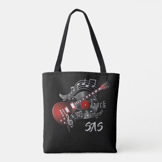 Monogram Rock Guitar - Red Tote Bag (Achterkant)