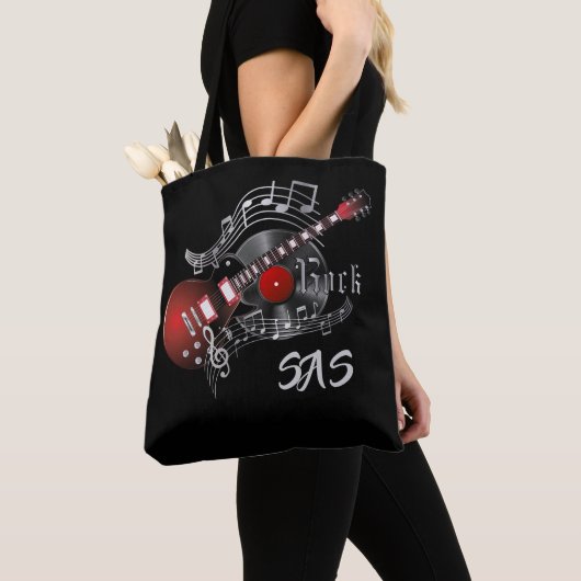 Monogram Rock Guitar - Red Tote Bag (Dichtbij)