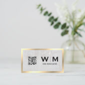 Monogram | Rock Slate | Goudgrens | QR-code Visitekaartje (Staand voorkant)