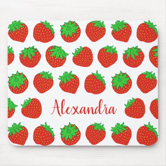Monogram rode aardbei muismat (Voorkant)