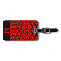 Monogram Rode Art Deco Schelp Vissen Schubben