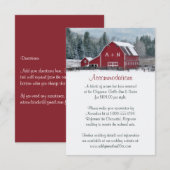 Monogram Rode Barn in Winter Wedding Enclosure Car Informatiekaartje (Voorkant / Achterkant)