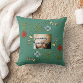 Monogram Rode Blauwe Groene Bloemen Bloemen Kussen (Deken)
