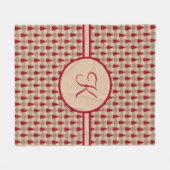 Monogram Rode Bruine Buffalo Plaid Rustieke Landel Fleece Deken (Voorkant (Horizontaal))