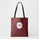 Monogram Rode Buffel Controleer Aangepast Tote Bag (Voorkant)