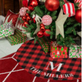 Monogram rode buffelplaat kerstboom rok