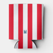 Monogram rode Cabana Stripe & gepersonaliseerde ma Blikjeskoeler (Voorkant)