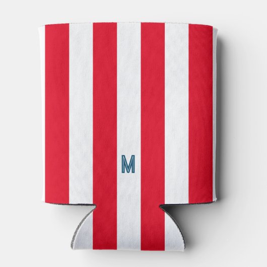 Monogram rode Cabana Stripe & gepersonaliseerde ma Blikjeskoeler (Achterkant)