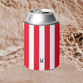 Monogram rode Cabana Stripe & gepersonaliseerde ma Blikjeskoeler