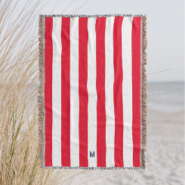 Monogram rode Cabana Stripe & gepersonaliseerde ma Deken