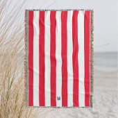 Monogram rode Cabana Stripe & gepersonaliseerde ma Deken