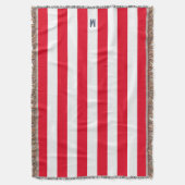 Monogram rode Cabana Stripe & gepersonaliseerde ma Deken (Voorkant Verticaal)
