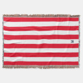 Monogram rode Cabana Stripe & gepersonaliseerde ma Deken (Voorkant)