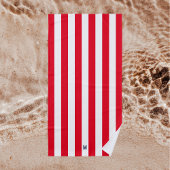Monogram rode Cabana Stripe & gepersonaliseerde ma Strandlaken