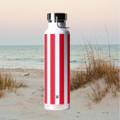 Monogram rode Cabana Stripe & gepersonaliseerde ma Waterfles