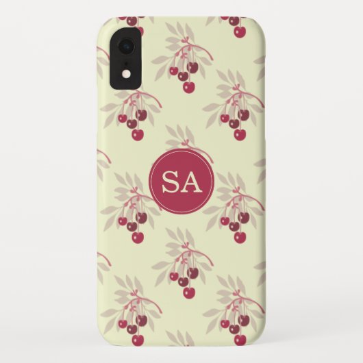 Monogram  Rode Cherry Case-Mate iPhone Case (Achterkant)