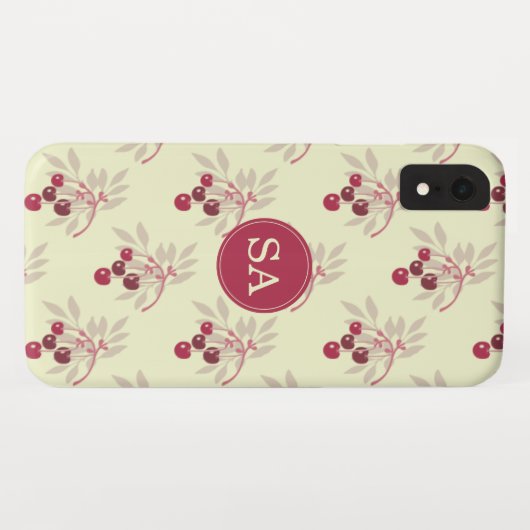 Monogram  Rode Cherry Case-Mate iPhone Case (Achterkant (horizontaal))