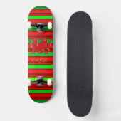Monogram, rode draak op groen metaaleffect persoonlijk skateboard (Voorkant)