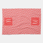 Monogram Rode Drie-Tone Diamant Patroon Theedoek (Horizontaal)
