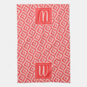 Monogram Rode Drie-Tone Diamant Patroon Theedoek (Verticaal)