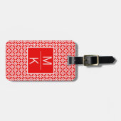 Monogram Rode Dubbele Diamant Vierkante Splitter Bagagelabel (Voorkant horizontaal)
