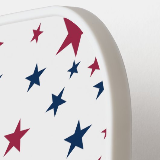 Monogram rode en blauwe sterren en naam pickleball paddle (Links Detail)