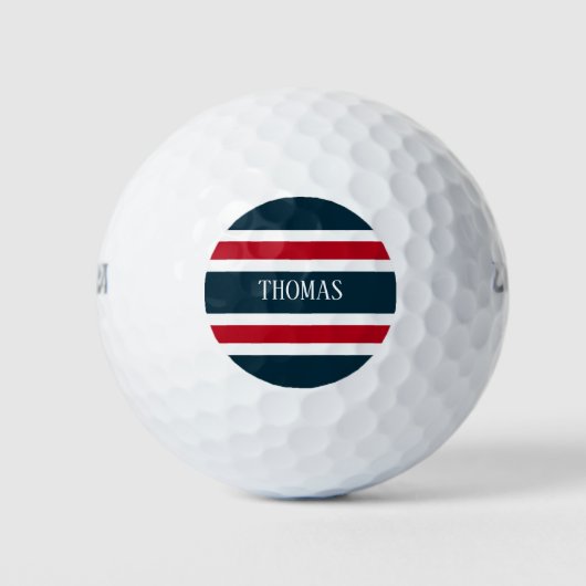 Monogram rode en blauwe strepen op 4 juli golfballen (Voorkant)