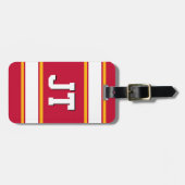 Monogram rode en gouden geel sportstripes bagagelabel (Voorkant horizontaal)