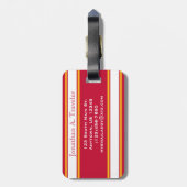 Monogram rode en gouden geel sportstripes bagagelabel (Achterkant verticaal)