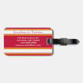 Monogram rode en gouden geel sportstripes bagagelabel (Achterkant horizontaal)