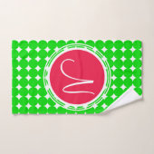 Monogram rode en groene pokadot bad handdoek (Handdoek)