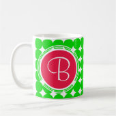 Monogram rode en groene pokadot koffiemok (Links)