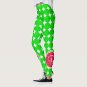 Monogram rode en groene pokadot leggings (Links)