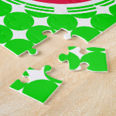 Monogram rode en groene pokadot legpuzzel (Zijkant)