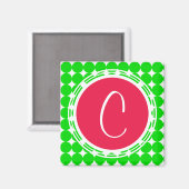 Monogram rode en groene pokadot magneet (Voorkant / Achterkant)
