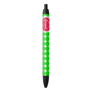 Monogram rode en groene pokadot zwarte inkt pen