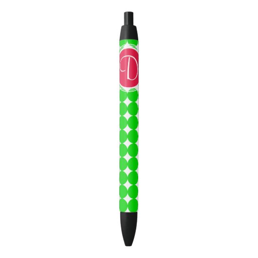 Monogram rode en groene pokadot zwarte inkt pen (Voorkant Verticaal)