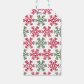 Monogram rode en groene sneeuwvlokken cadeaulabel (Achterkant)
