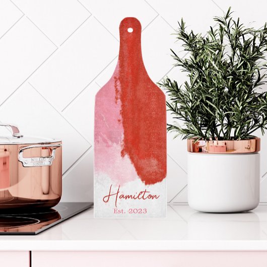 Monogram rode en roze Waterverf Snijplank