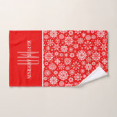 MONOGRAM RODE EN WITTE CHRISTAMS SNOWFLAKE BAD HANDDOEK (Handdoek)