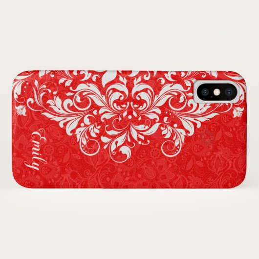 Monogram rode en witte elegant meisje Case-Mate iPhone case (Achterkant (horizontaal))