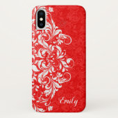 Monogram rode en witte elegant meisje Case-Mate iPhone case (Achterkant)